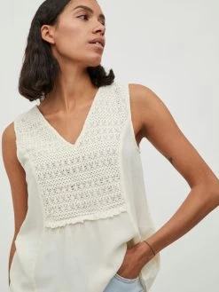 Vila Mouwloze Shirts Top Dames Ecru -Vila bd3c90fcf5dbef3344b22791bfb83334