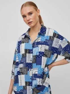 Vila Overhemden Blouse Dames Blauw / Wit -Vila bdd59f726a31c75a1dd9583d2ee59ad6