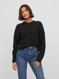 Vila Fijngebreide Truien Trui Suba Dames Zwart -Vila c16717cd88380631200ccbc5512c8130