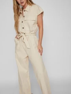 Vila Lange Jumpsuits Jumpsuit Tilo Dames Ecru -Vila c1f07c87e2c713743f95824e766ae6b7