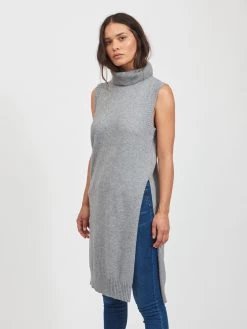 Vila Vesten Gebreide Bodywarmer VIRIL Dames Grijs Gemêleerd -Vila c243de416f6466d0cc164baef5d8a034