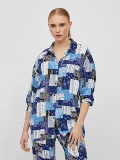 Vila Overhemden Blouse Dames Blauw / Wit -Vila c424486b745e663261c9499c33628e11