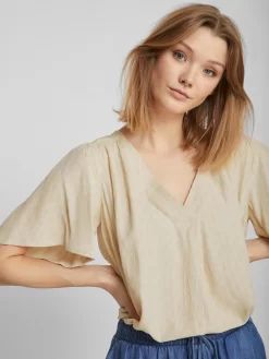 Vila Blouses Met Korte Mouw Blouse Arina Dames Beige / Crème -Vila c4609384365d7044140fb0e54aa7a498 scaled