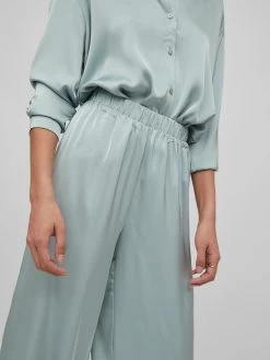 Vila Pantalons Wide Leg Broek Clair Dames Pastelgroen -Vila c4b36ed8006f18c43caccb19f3259575