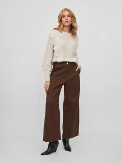 Vila Wide Leg Wide Leg Jeans MIVA Dames Donkerbruin -Vila c4bcff54e4a72b61b20263de3748cfa2