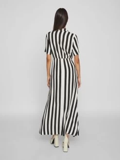 Vila Maxi Jurken Blousejurk Dames Zwart / Wit -Vila c5606c369c640651adb3a9bc64270aea