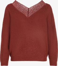 Vila Fijngebreide Truien Trui Glacy Dames Roestrood