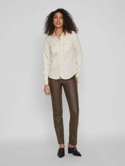 Vila Spijkerblouses Blouse Bista Dames Beige -Vila c63df56a6a37364128ef21f11cb9bfb6
