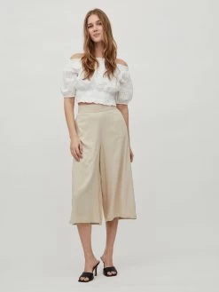 Vila Culottes Wide Leg Broek Vero Dames Beige -Vila c74a1d25a3d2ec68a94b4f9e51bcb14d