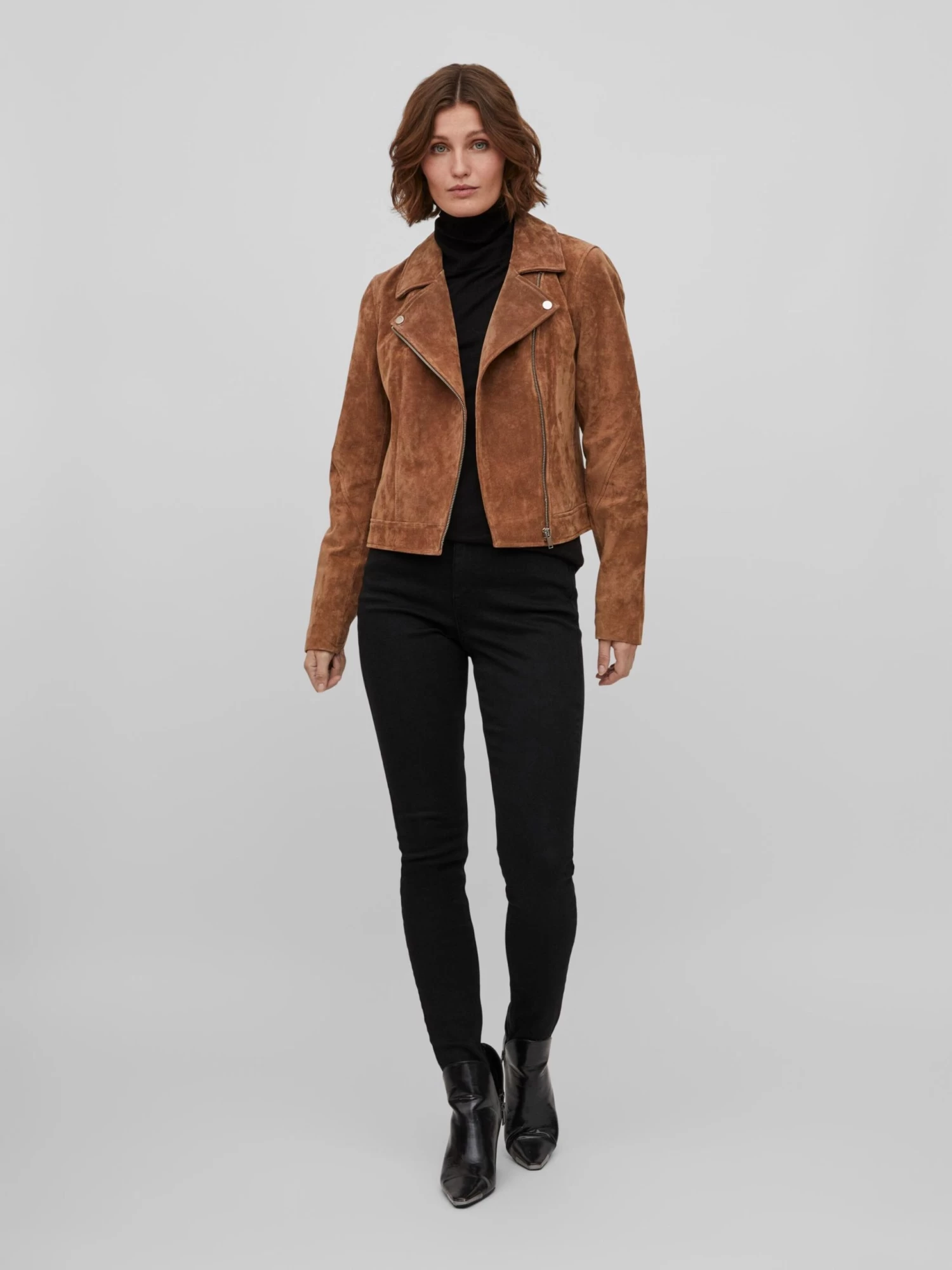 Vila Leren Jassen Tussenjas SUKKI Dames Bruin 4 Vila Leren Jassen Tussenjas SUKKI Dames Bruin - Afbeelding 4