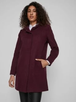 Vila Korte Mantels Tussenmantel Dames Bordeaux -Vila c87b6d0216918b3c26dcf9e7436fe03c