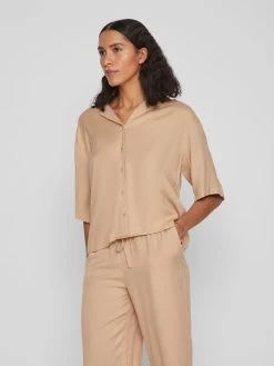 Vila Blouses Met Korte Mouw Blouse Dames Beige -Vila c967a4447e8e1ce84e252e400c3704d5