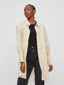 Vila Lange Blouses Blouse Gitzy Dames Sand / Natuurwit -Vila ca89d589e3b89ae9dcf07e9e07375d64