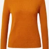 Vila Fijngebreide Truien Trui Feami Dames Donkeroranje