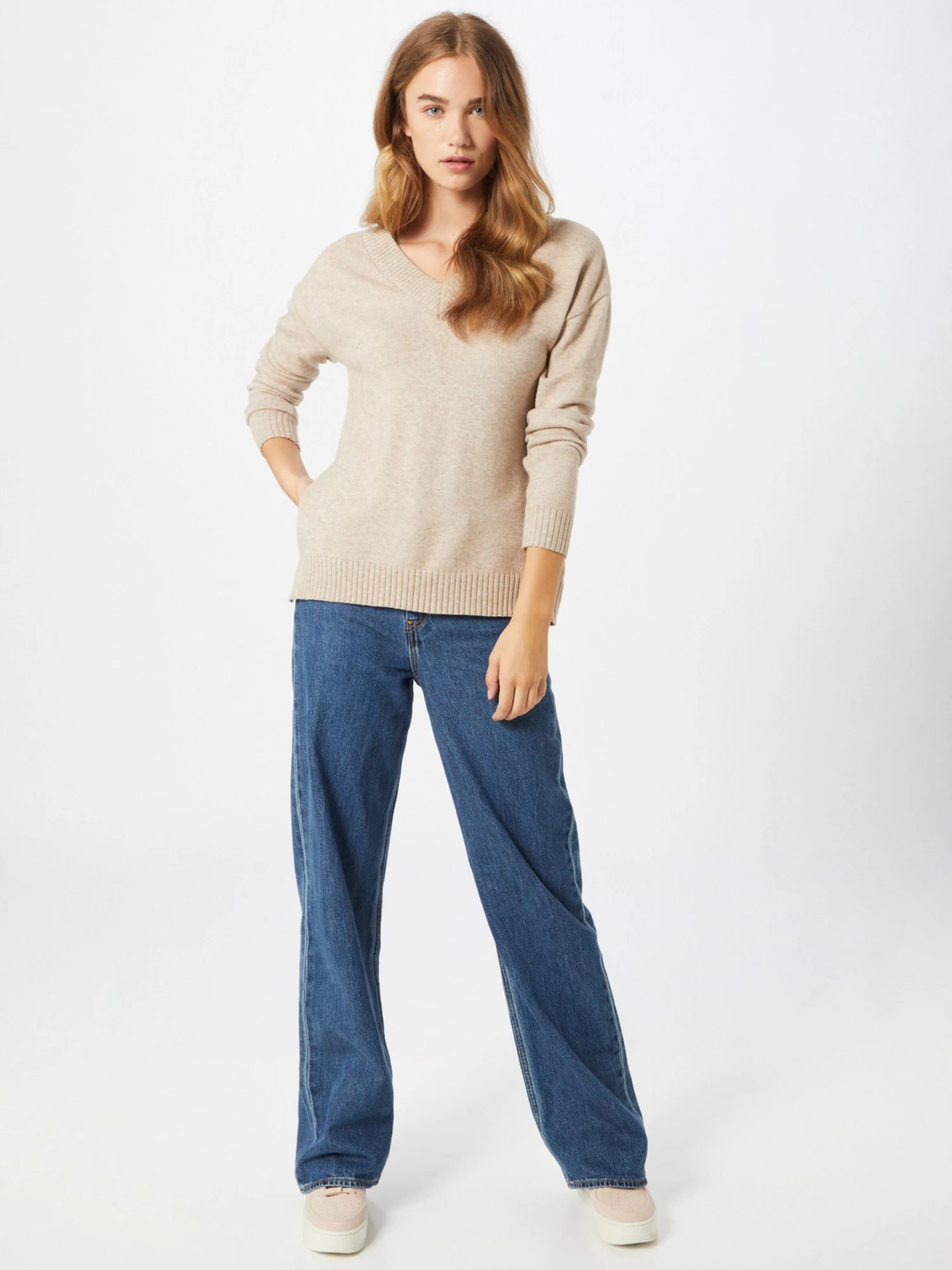 Vila Fijngebreide Truien Trui Ril Dames Beige / Taupe 4 Vila Fijngebreide Truien Trui Ril Dames Beige / Taupe - Afbeelding 4