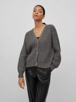 Vila Vesten Gebreid Vest Suba Dames Antraciet -Vila ccf78fb956a158cacd286cc41a6d6efc