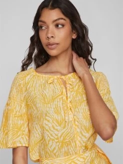 Vila Blouses Met Korte Mouw Blouse Limia Eva Dames Donkergeel -Vila cdea86ff69142a4be15785481b8a4ea9