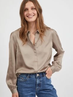 Vila Overhemden Blouse Dames Lichtbeige -Vila ce5e61a65663abb9c6125a7f5b192917