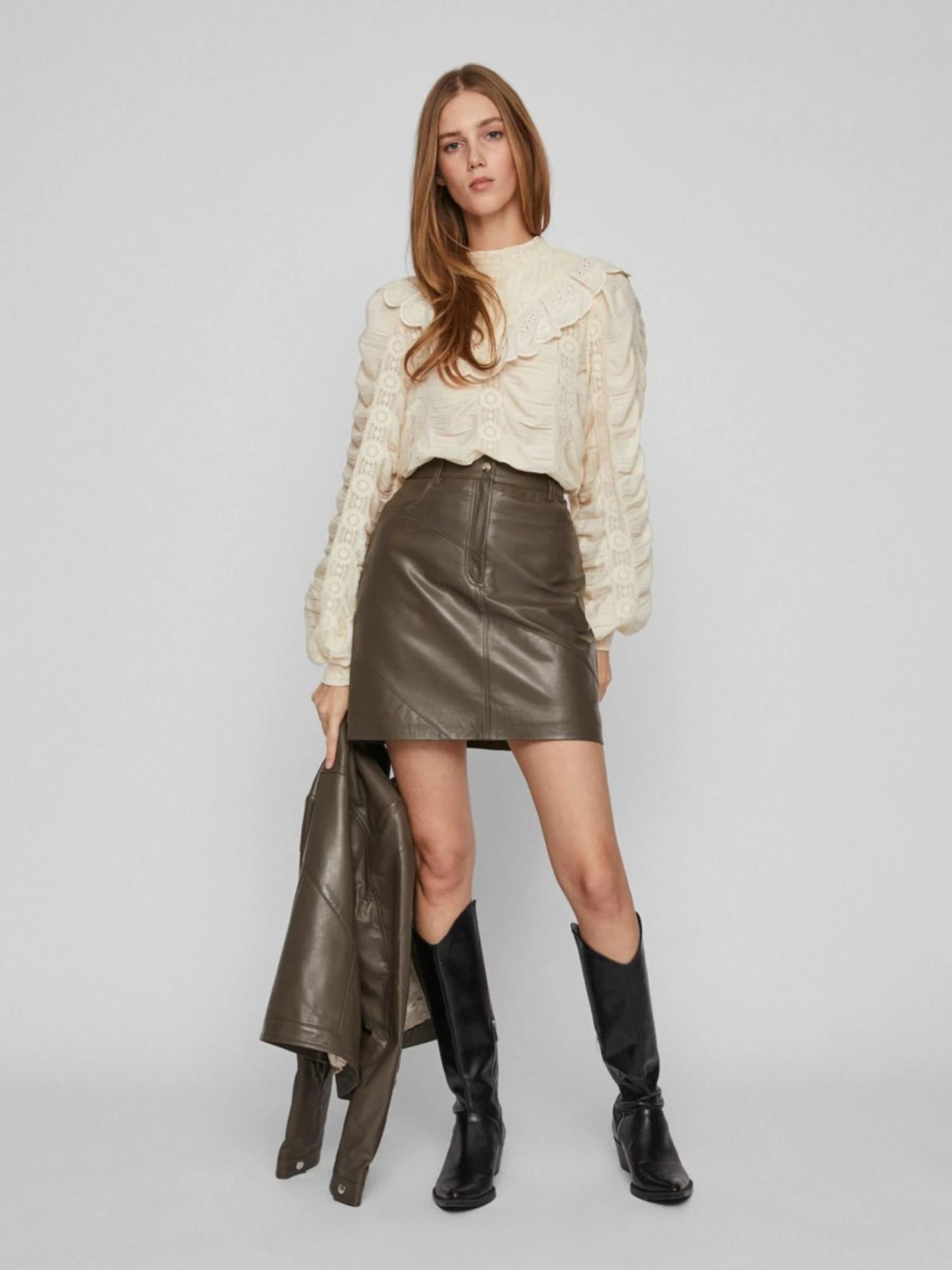 Vila Leren Rokken Rok Dames Bruin 5 Vila Leren Rokken Rok Dames Bruin - Afbeelding 5