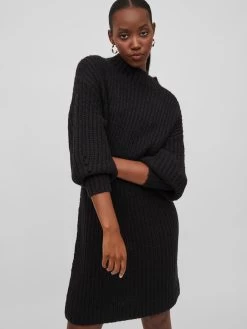 Vila Gebreide Jurken Gebreide Jurk Suba Dames Zwart -Vila d2f74bbf5932591559ffd360279a2714