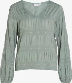 Vila Kanten Blouses Blouse Lea Dames Pastelgroen