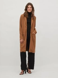 Vila Lange Vesten Gebreide Mantel Dames Bruin -Vila d6afb59db5e87d4de5f8311b2cb91cc8