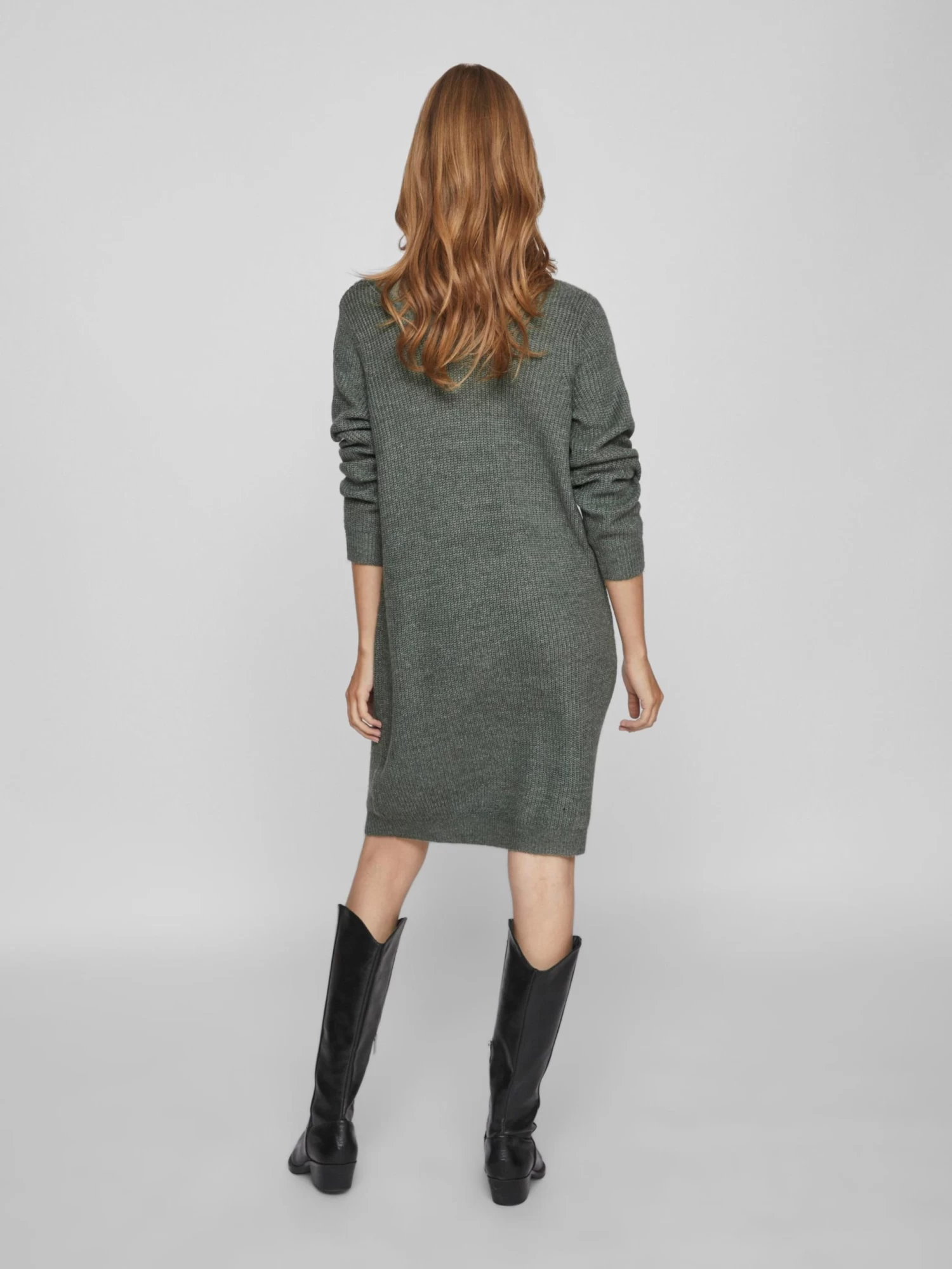 Vila Gebreide Jurken Gebreide Jurk Glacy Dames Donkergroen 4 Vila Gebreide Jurken Gebreide Jurk Glacy Dames Donkergroen - Afbeelding 4