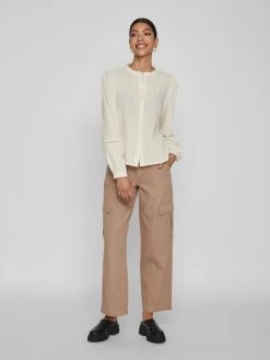 Vila Kanten Blouses Blouse Dames Ecru -Vila d75071921cab51bd8354df58dc6d2627