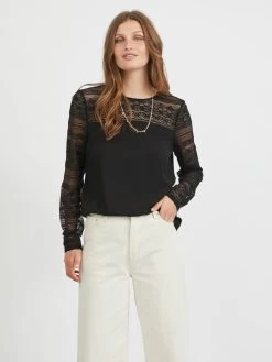 Vila Longsleeves Shirt URIS Dames Zwart -Vila d8804bbb4a640c6a005e2524129df782