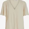 Vila Blouses Met Korte Mouw Blouse Arina Dames Beige / Crème