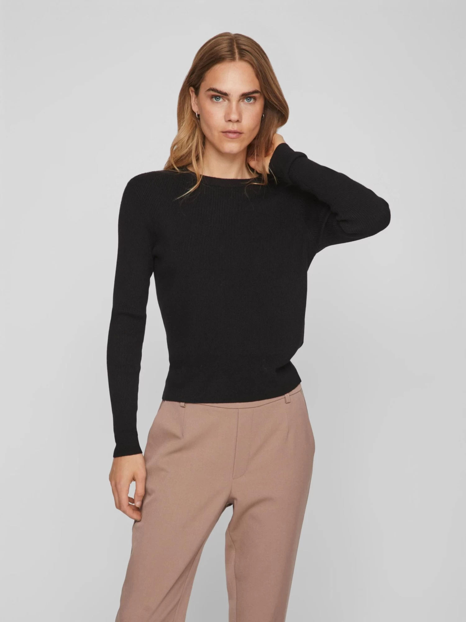 Vila Basic Truien Trui Comfy Dames Zwart 3 Vila Basic Truien Trui Comfy Dames Zwart - Afbeelding 3