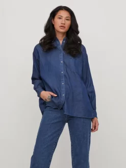 Vila Overhemden Blouse Bista Dames Donkerblauw -Vila dc19147d2adf7b2db6a39e16e127b726 scaled