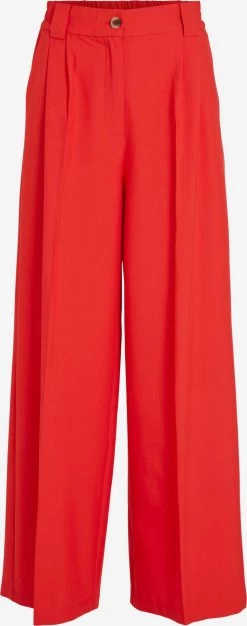 Vila Palazzo Broeken Wide Leg Pantalon Fine Dames Rood