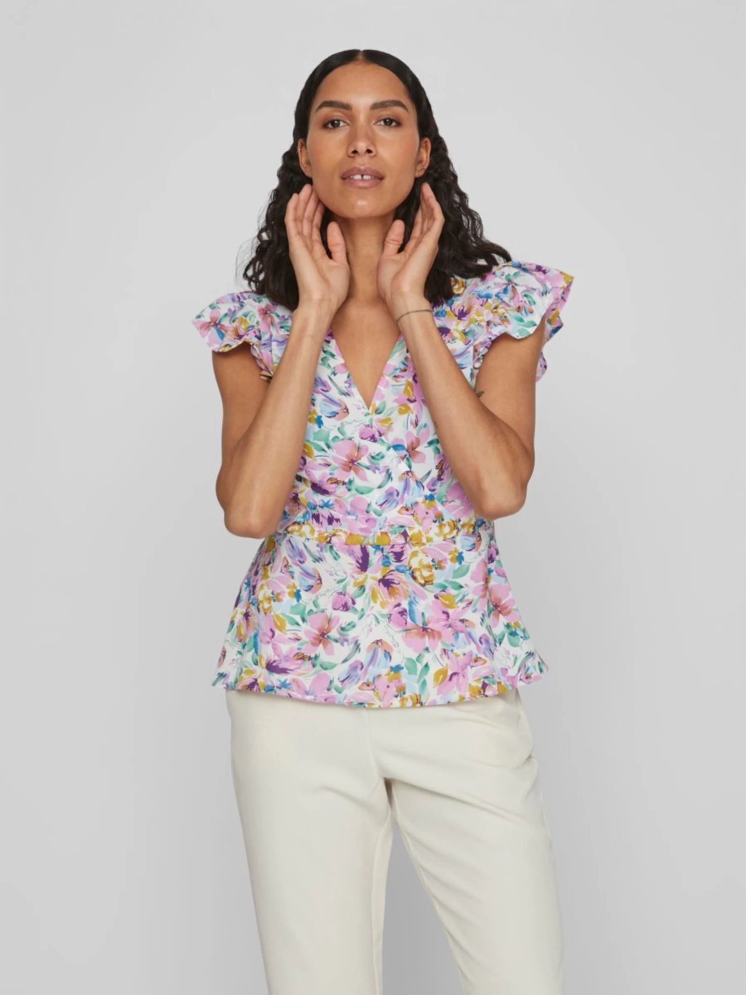 Vila Blouses Met Korte Mouw Blouse Dames Gemengde Kleuren 3 Vila Blouses Met Korte Mouw Blouse Dames Gemengde Kleuren - Afbeelding 3