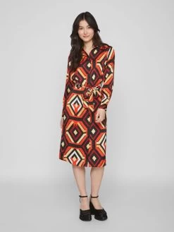 Vila Midi Jurken Jurk Dames Rood -Vila e172e8cc7fed81121ca29c8d2186e77f