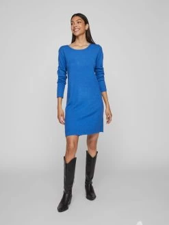 Vila Gebreide Jurken Gebreide Jurk Dames Blauw -Vila e2355b1471fef2aa583e76df0040d769