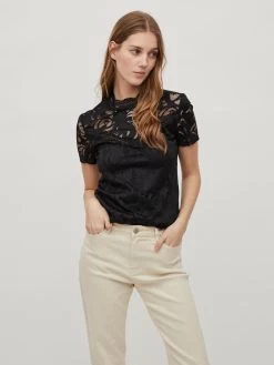 Vila Kanten Blouses Blouse Stasia Dames Zwart -Vila e2b2dedd07179924445edd4f7a15de17