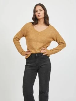 Vila Fijngebreide Truien Trui Dames Bruin -Vila e3410ccaa823cfcf53de524054fa11f7