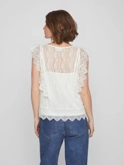 Vila Kanten Tops Top Dames Wit -Vila e4bf3bccd191deacd15f3a5efc191be4