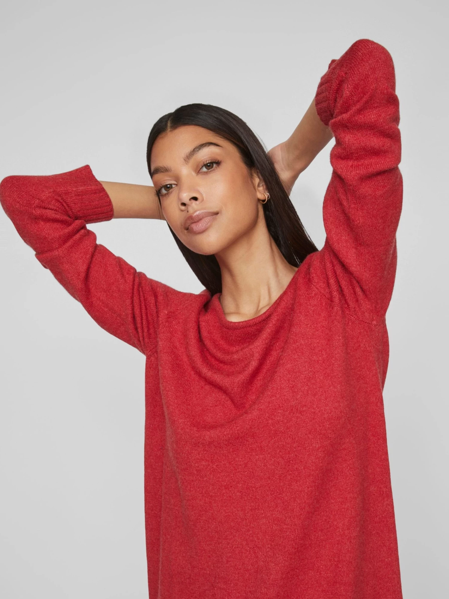 Vila Gebreide Jurken Gebreide Jurk Dames Rood 6 Vila Gebreide Jurken Gebreide Jurk Dames Rood - Afbeelding 6