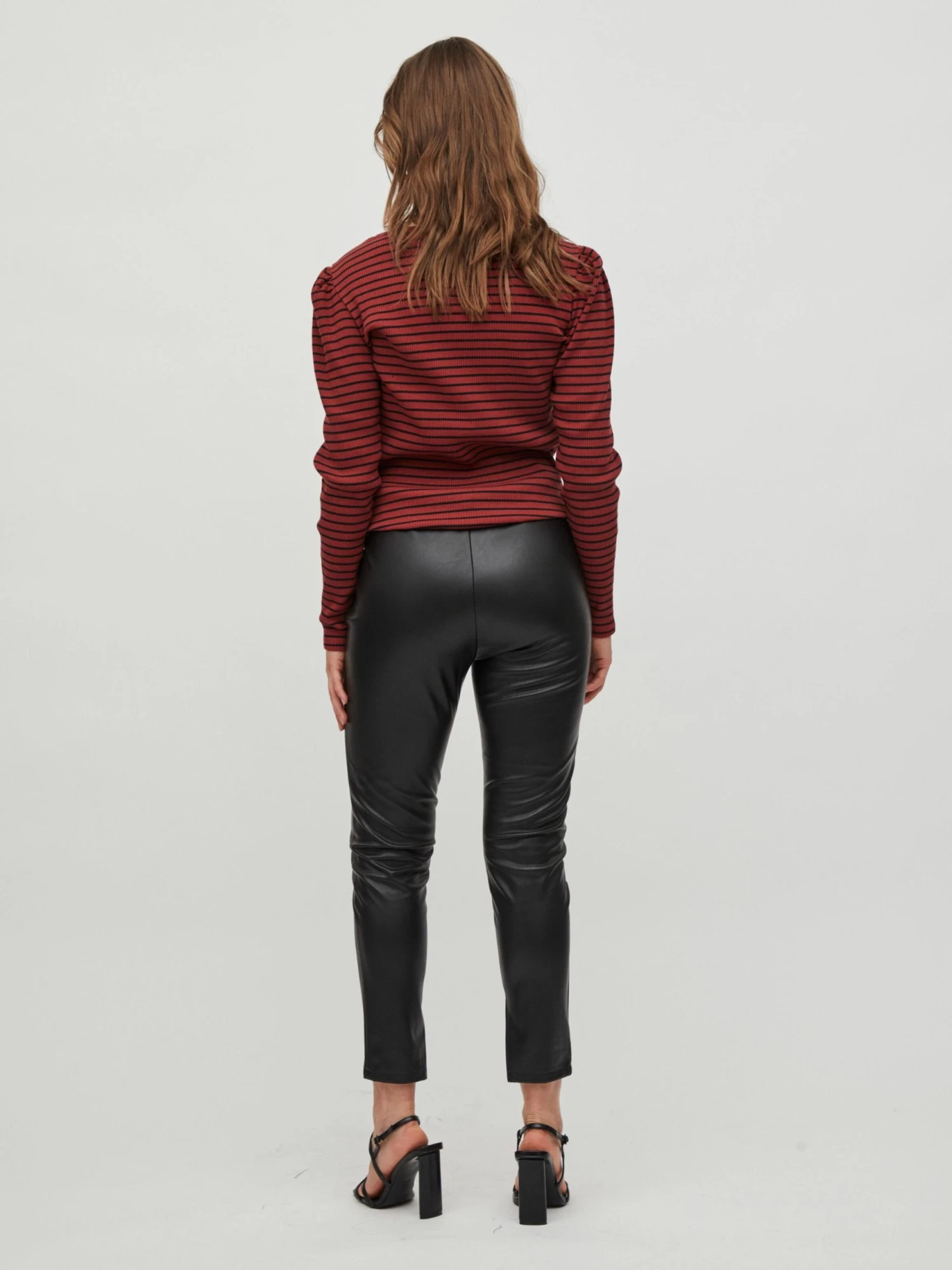 Vila Leren Broeken Skinny Broek Dagmar Dames Zwart 4 Vila Leren Broeken Skinny Broek Dagmar Dames Zwart - Afbeelding 4
