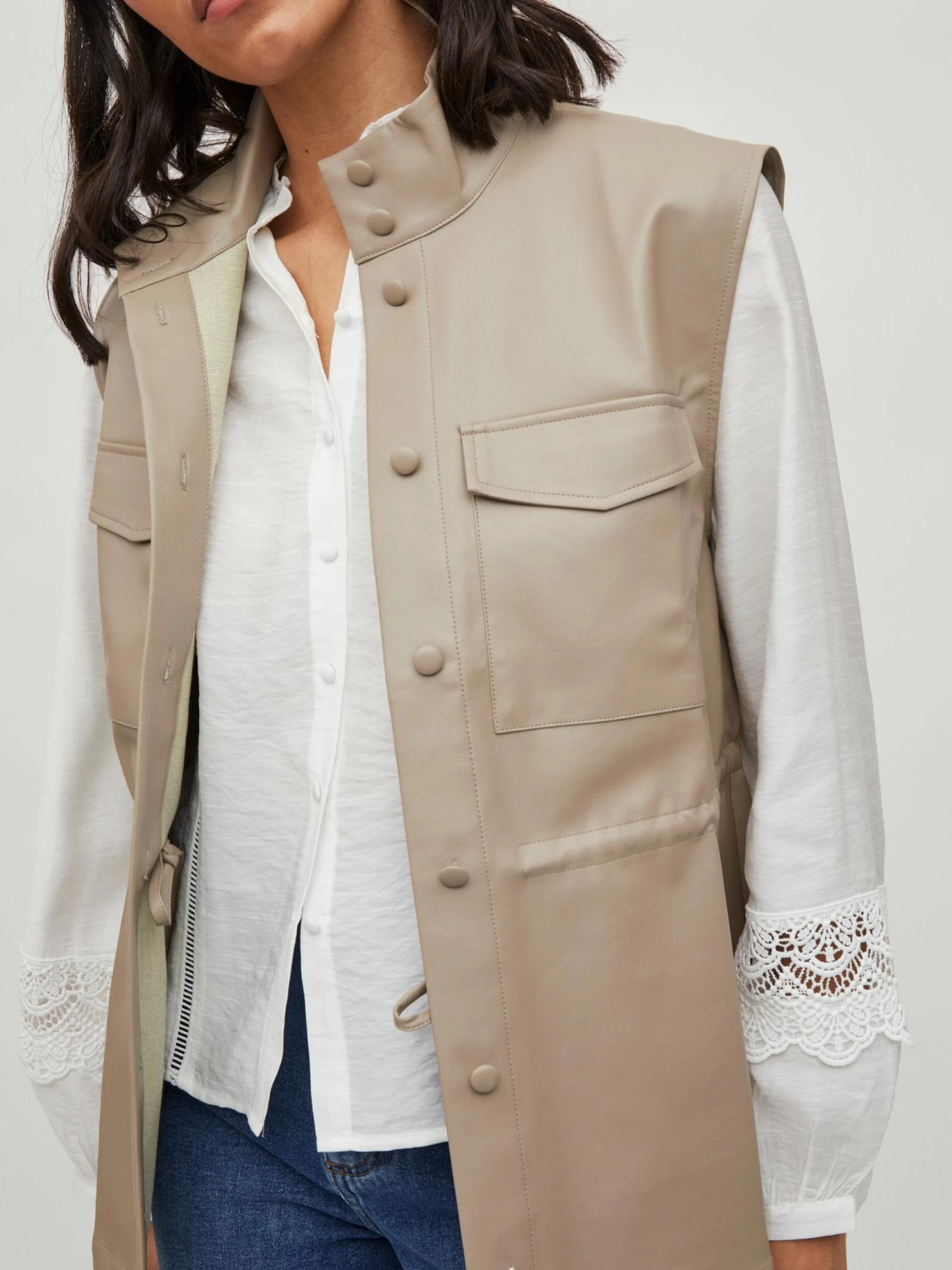 Vila Bodywarmers Bodywarmer Kila Dames Greige 6 Vila Bodywarmers Bodywarmer Kila Dames Greige - Afbeelding 6