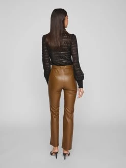 Vila Leren Broeken Flared Broek Nanna Dames Olijfgroen -Vila ea64444d2dfb8aa104983ddce1ad1329
