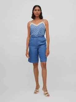 Vila Kanten Tops Top Dames Blauw -Vila eaa2b79ba55e5b69e091fce12a1876b6