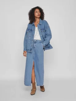 Vila Spijkerjasjes Tussenjas Dames Blauw -Vila eca822e03b414aa0d0957684fed04f6c scaled