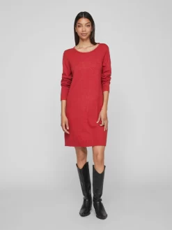 Vila Gebreide Jurken Gebreide Jurk Dames Rood -Vila eccc61991642e9bd83d1bb39f34cca67 scaled