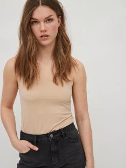 Vila Spaghetti Tops Top Dames Donkerbeige -Vila ed65949bf84954ff82655bb56c75f8b4