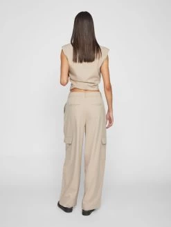 Vila Cargobroeken Wide Leg Cargobroek Dames Beige -Vila ed7111cedb9ff42c593a32776bd59463
