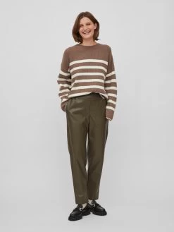 Vila Leren Broeken Loosefit Broek Dagmar Dames Donkergroen -Vila edc81a0823739f11878183703a03f8d2