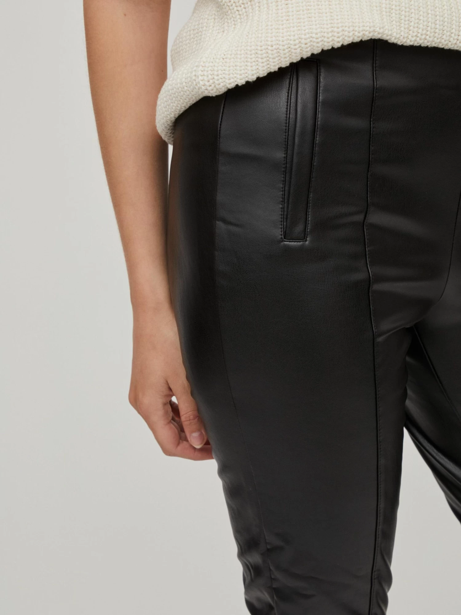 Vila Leren Broeken Slimfit Leggings Cordelia Dames Zwart 6 Vila Leren Broeken Slimfit Leggings Cordelia Dames Zwart - Afbeelding 6